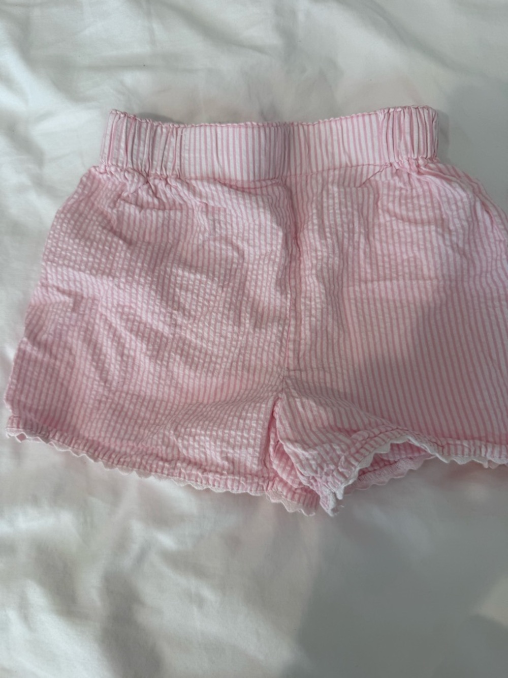 bella bliss Pink Seersucker High-Waist Shorts